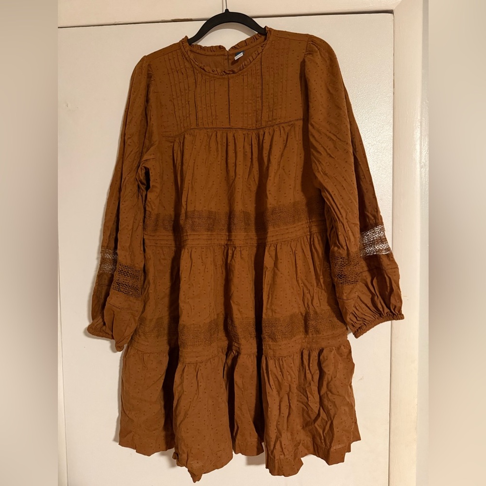 Old Navy long sleeve mini swing dress | burnt orange in size XL - NEW